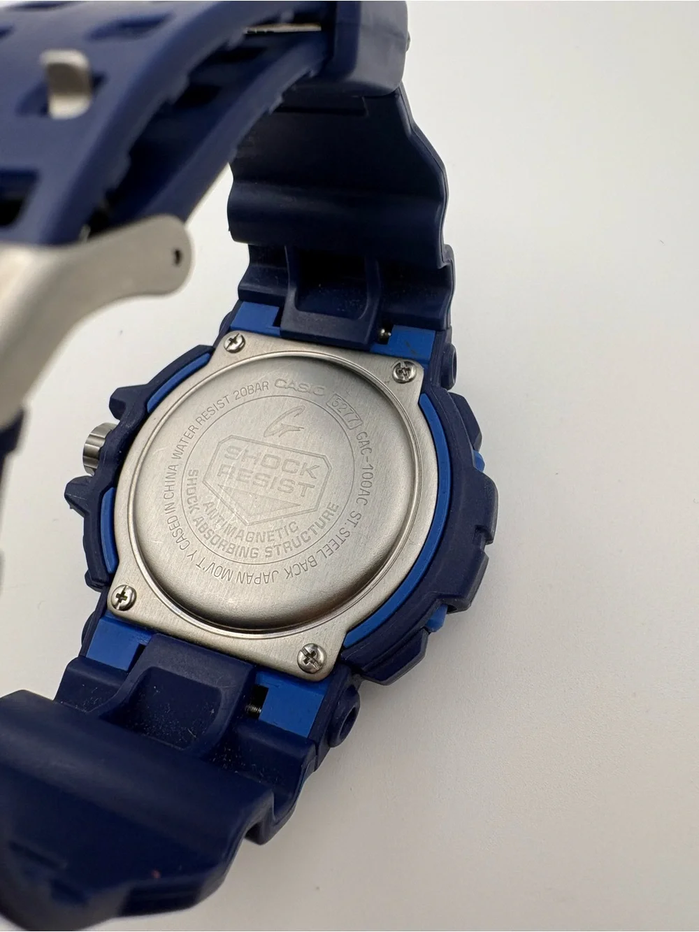 Casio G-Shock Resist Watch Blue on Blue In Box Analog Chronograph Date Dial